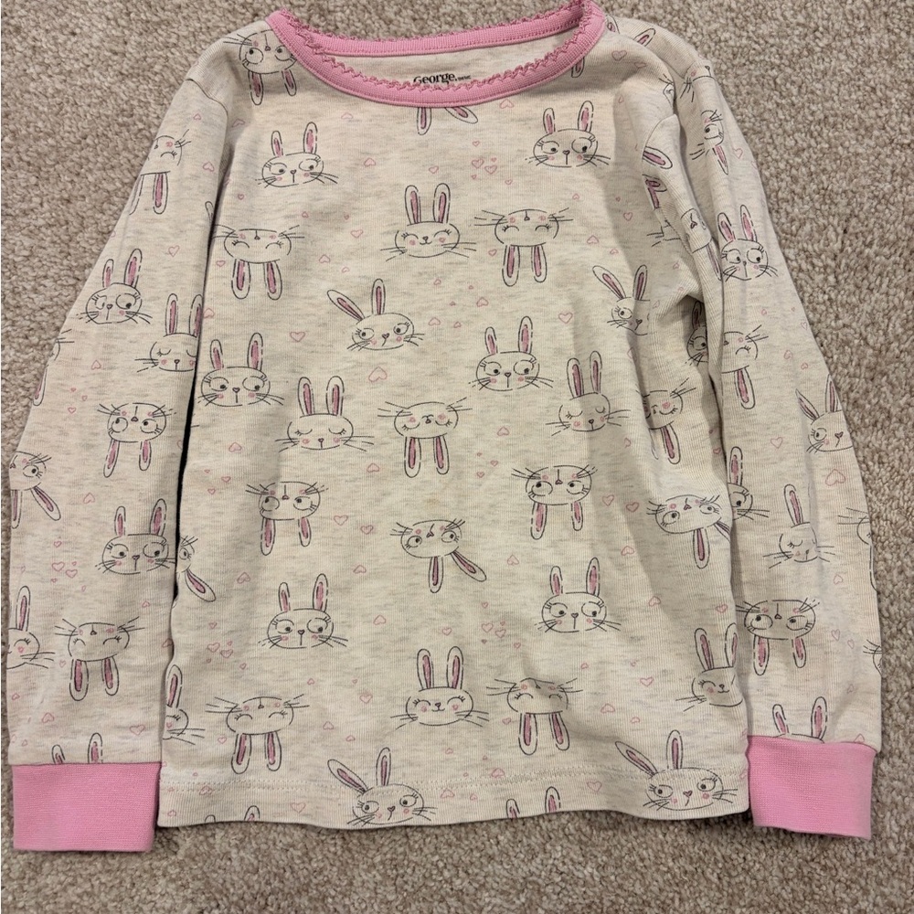 George Pajama Set in Cream and Pink with Bunny Print - Picture 3 of 6